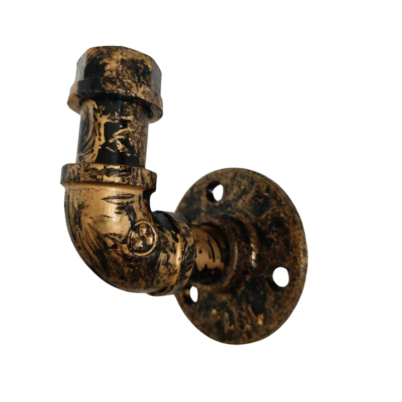 Industrial Pipe Wall Mount Bracket - Black & Gold