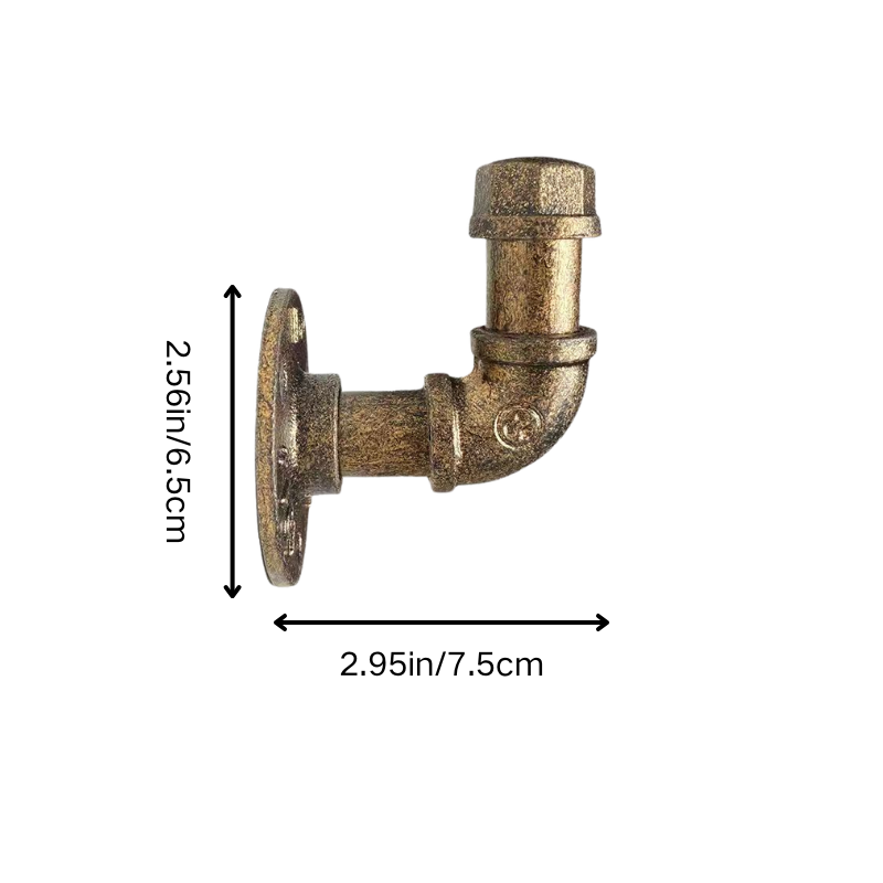 Industrial Pipe Wall Hook - Vintage Bronze