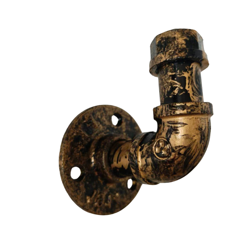 Industrial Pipe Wall Mount Bracket - Black & Gold