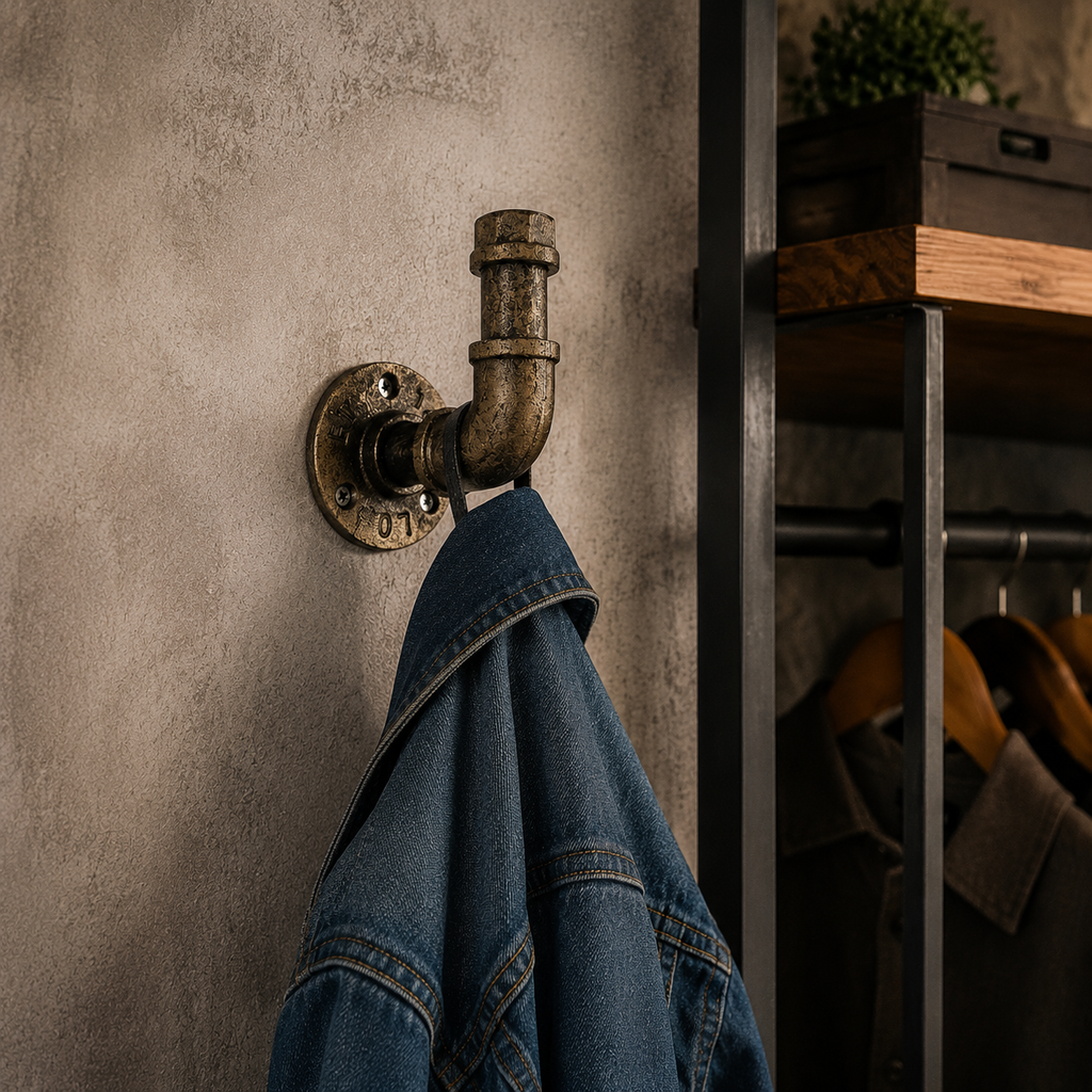 Industrial Pipe Wall Hook - Vintage Bronze