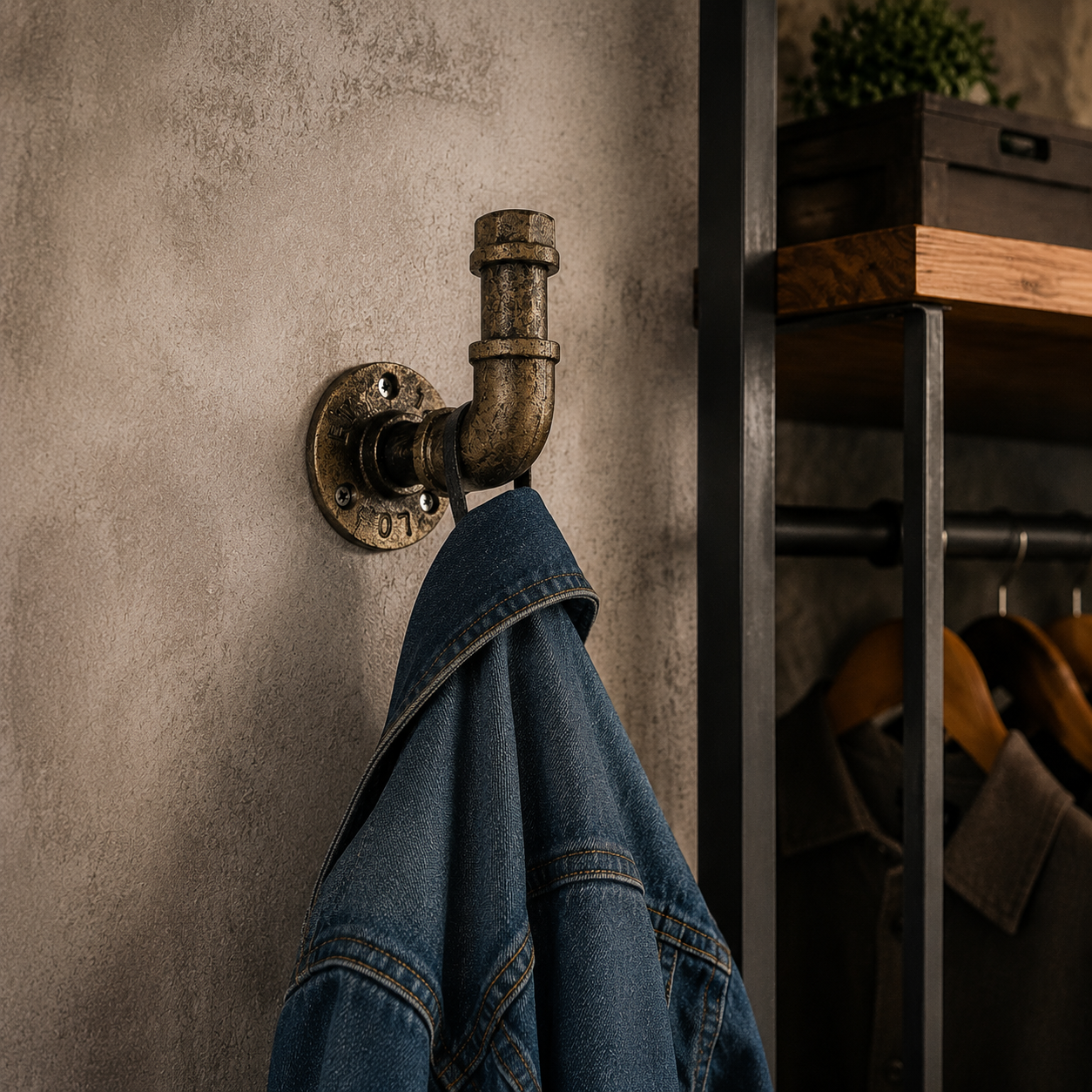 Industrial Pipe Wall Hook - Vintage Bronze