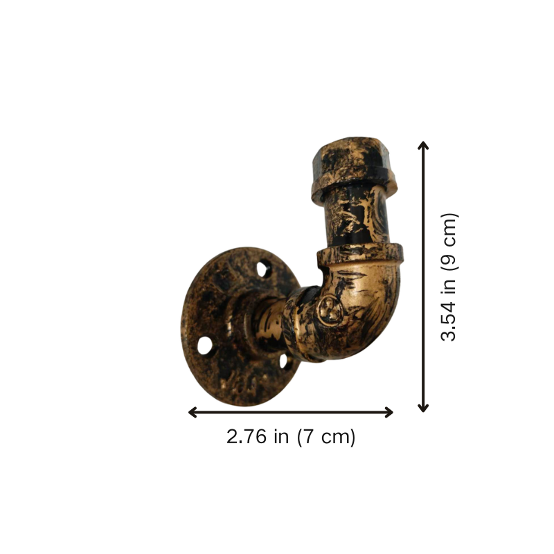 Industrial Pipe Wall Mount Bracket - Black & Gold