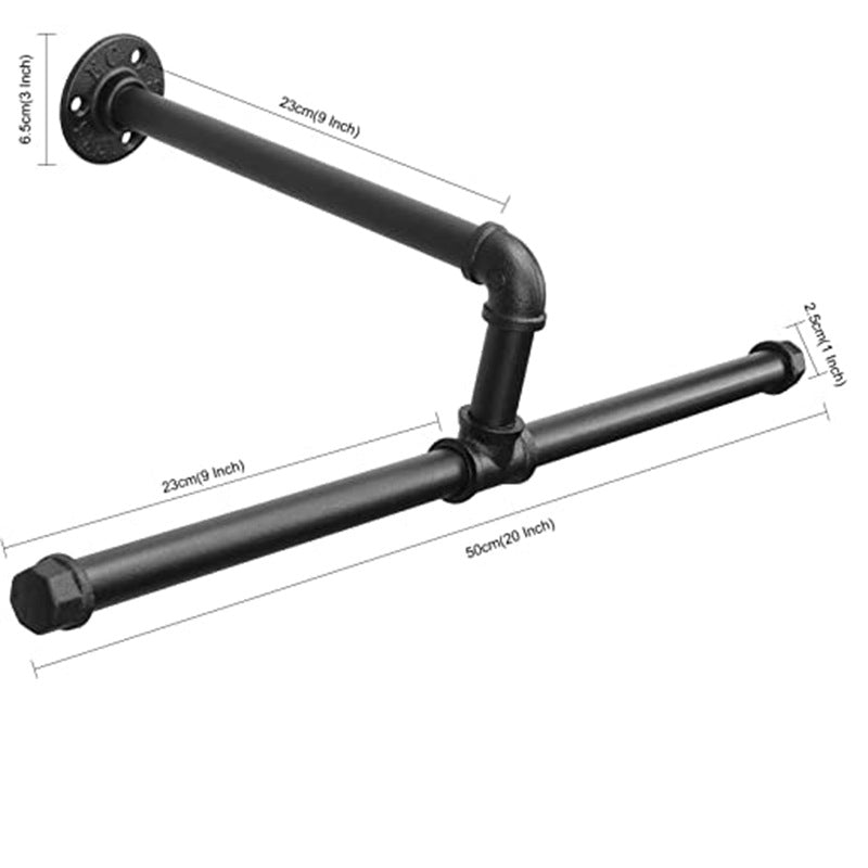 Industrial Pipe Coat Rack - Floating Wall Mount